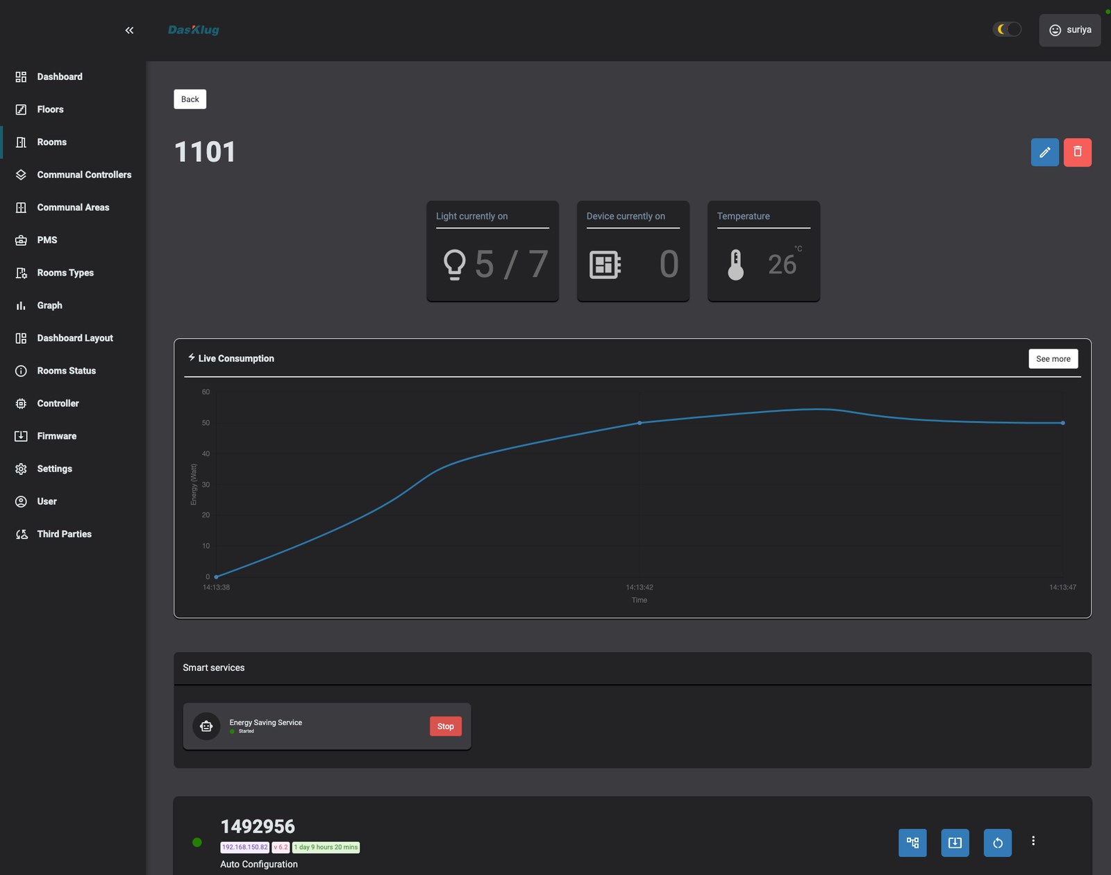 DasKlug Room Control — Every fixture, scene and sensor in one room